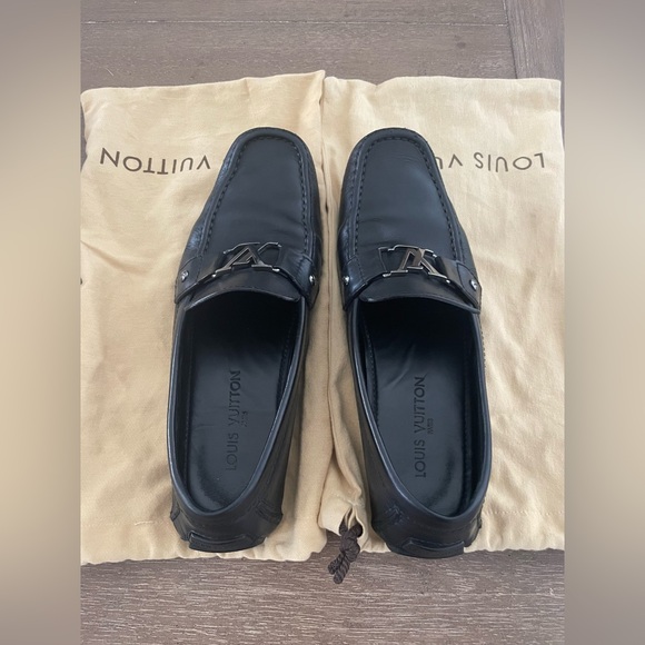 LOUIS VUITTON Monte Carlo Moccasin Black Calfskin Leather US Size 10.5 - Picture 4 of 13